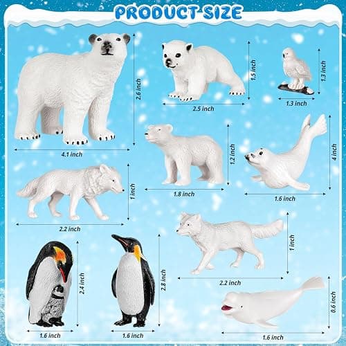 KFPPLXQ 20 Pcs Arctic Animals Figurines Toy Sets Includes 10 Pcs Polar Animals Penguin Polar Bear Whale Miniature Antarctic Winter Toys Suitable for Children Teacher Class thumbnail 3