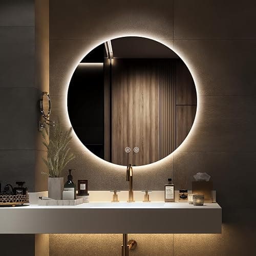 Niccy Round Led Mirror for Bathroom, 32" Circle Frameless Backlit Mirror wiht Light, Anti-Fog, 3 Colors, Waterproof, Memory Function - Image 1