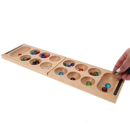 WE Games Solid Wood Folding Mancala Board Game - 18 in., Travel Games for Adults, Home Decor, Living Room Decor, Birthday Gifts, Table Games thumbnail 8