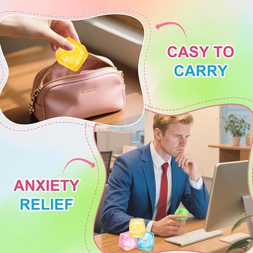 10 Pack Stress Cube Squishy Stress Balls for Adults Kids, Sensory Fidget Toys for Anxiety Stress Relief, Stretchy and Slow Rising Sparkling Malt Sugar Squeeze Toy for Boys Girls Party Favors thumbnail 5