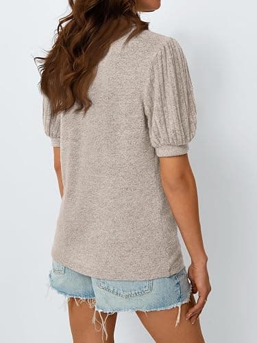 AUTOMET Womens Summer Short Sleeve Sweater Dressy Business Casual Blouses 2026 thumbnail 4
