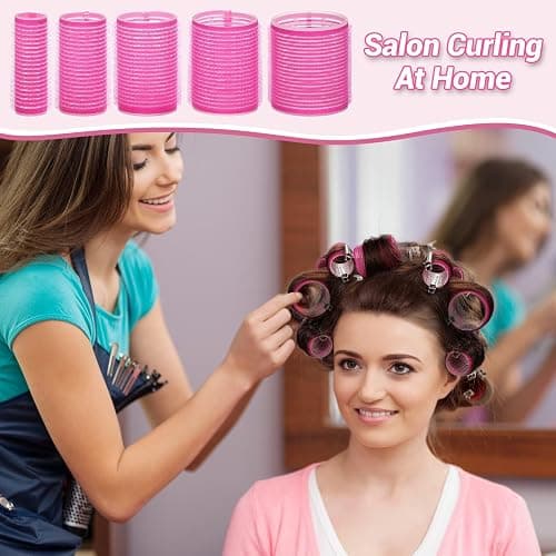 56 Pcs Hair Roller Set for Blowout Look, Long Medium Short Hair Volume; 30Pcs Rollers, 5 Sizes, 24 Pcs Clips, Storage Bag thumbnail 2