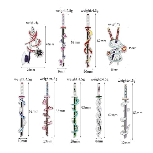 YURAOER Anime Slayer Keychain Pin Set - Cartoon Figures 9 Hashiras Mini Katana Sword Key Chains Enamel Pin Jewelry Men Women thumbnail 2