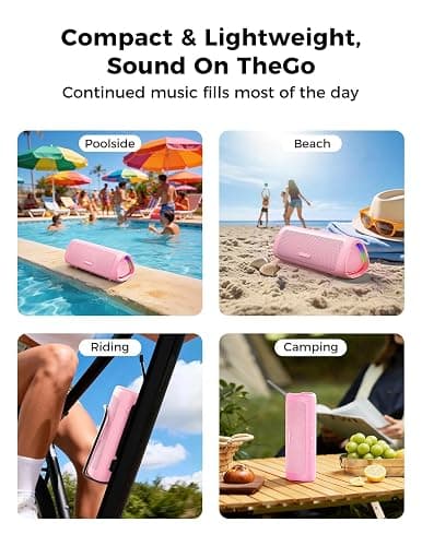 Bluetooth Speaker, 20W HD Sound, Portable Wireless, IPX5 Waterproof, Up to 24H Playtime, TWS Pairing, for Home/Party/Outdoor/Camping/Beach Essentials, Electronic Gadgets, Birthday Gift (Pink) thumbnail 7