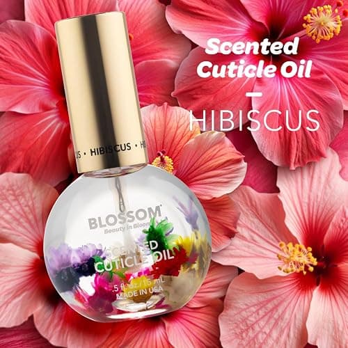 Blossom Cuticle Oil for Nails, Hydrating, Moisturizing, Scented Nail Oil Cuticle Care, Infused with Real Flowers, Made in USA, 0.5 fl. oz, Hibiscus thumbnail 2
