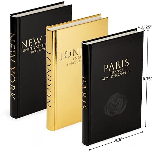Decorative Books for Home Decor - Christmas Gift Ideas - Faux Books for Decoration - Christmas Coffee Table Books - Fashionable Black and Gold Foiled for Room Decor Aesthetic -Set of 3(Black and Gold) thumbnail 3
