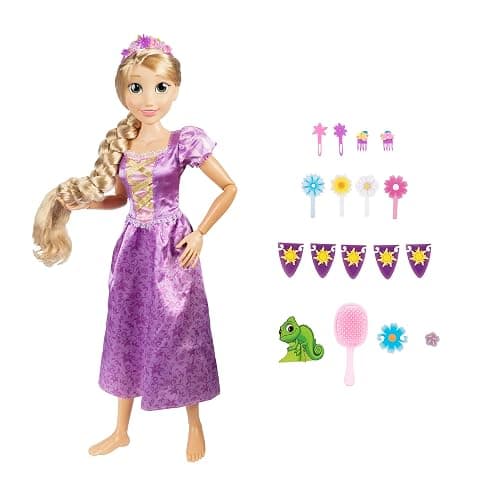 Disney Princess Rapunzel Doll Playdate 32” Tall & Poseable, My Size Articulated Doll in Purple Dress, Comes with Brush to Comb Her Long Golden Hair, Flower Garland Hairband & Hair Pins thumbnail 3