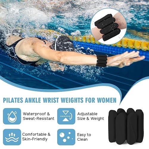 Wrist Weights, 2Pack Wrist Ankle Weights for Women & Men, 2lb Adjustable Silicone Arm and Leg Weighted Bangles(1LBs Each), Fits for Yoga, Pilates, Home Gym, Jogging, Cardio, Strength Training thumbnail 4