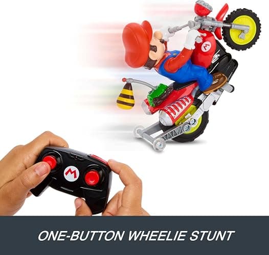 Hot Wheels Mario Wheelie Motocross RC, Remote-Control Motorcycle | Battery-Powered Moto with Figure that Moves & Tilts with Turns, Inspired by The Super Mario Bros. Movie, JML15 thumbnail 3