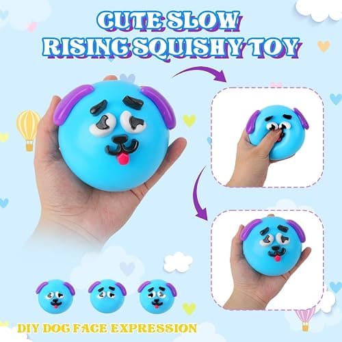 Smushers Squishy Sensory Toy with Interchangeable Dog Faces, Slow Rising Stress Relief Ball, Soft Moldable Fidget Squeeze Toy for Adults Anxiety, Office Desk Decor, Calming Sensory Gift thumbnail 4