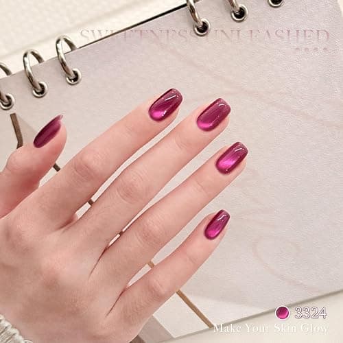 GAOY Pink Cat Eye Gel Nail Polish Set with Magnet 6 Colors, Holography for Valentine's Date Night Nails, Sweet & Spicy DIY Manicure thumbnail 4