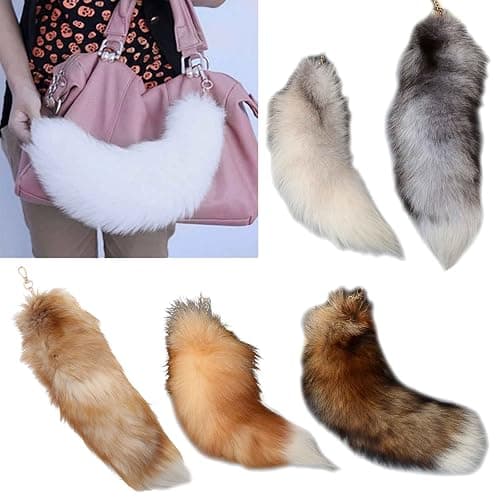 LIANXUE Animal Tail Key-Ring Tails Chain Keychain Personalized Animal Keyring Gift Long Charm Keychain for Women Girl thumbnail 5