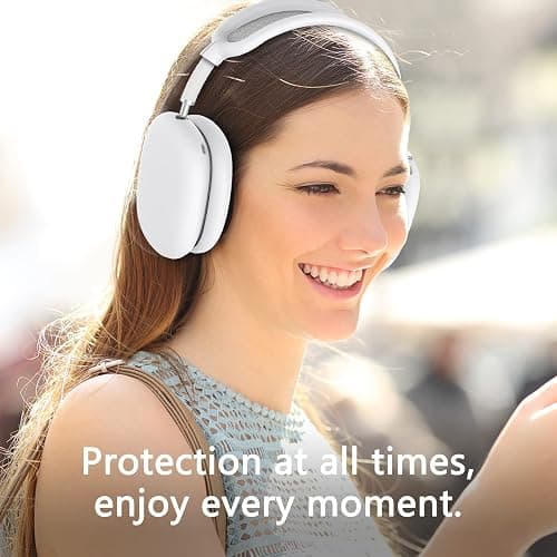 Silicone Case Cover for AirPods Max Headphones,Ear Pad Case Cover/Ear Cups Cover/Headband Cover for AirPods Max (USB-C/Lightning)(2024/2020),Accessories Silicone Protector for Apple AirPods Max, White thumbnail 6