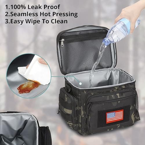 ATRIPACK Lunch Box for Men, Tactical Lunch Bag MOLLE Webbing Leakproof Insulated Large Lunch Cooler Women Adult Meal with Adjustable Shoulder Strap Durable Lunch Pail (Camo-Black) thumbnail 7