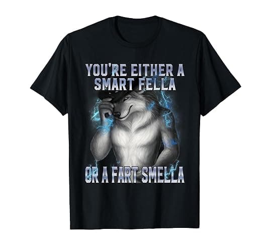 Smart Fella Alpha Wolf Meme Funny Werewolf Cursed Meme T-Shirt - Image 1