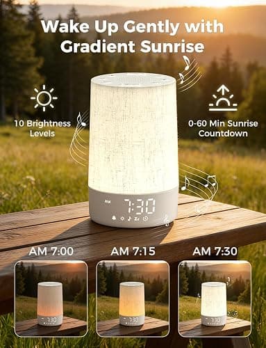 LIORQUE Sunrise Alarm Clock Wake Up Light 30 Soothing Sounds & White Noise, Digital Alarm Clock with Mains Powered for Bedroom, Adjustable 10 Brightness Levels & Night Light for Kids Adults thumbnail 3