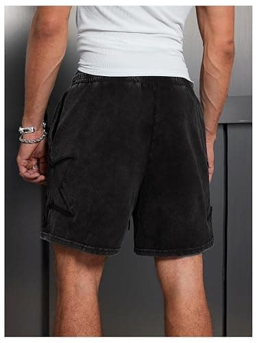 VIPWOLF Men's Star Graphic Y2k Shorts Distressed Track Shorts Streetwear | Drawstring Waist Casual Shorts, Vintage Aesthletic Desinger Bottom, Workout Gym Clothes thumbnail 3
