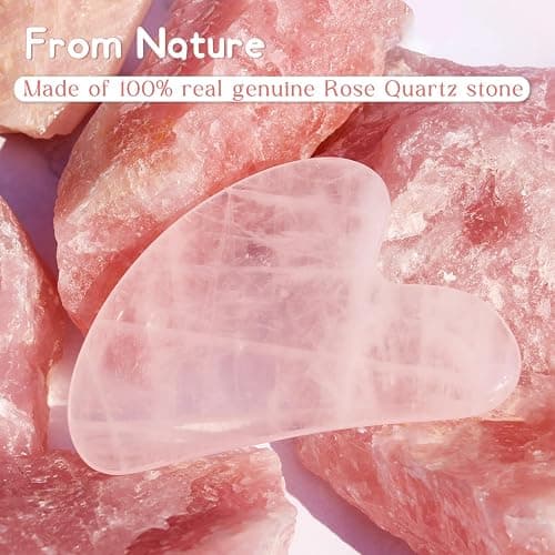 Gua Sha Rose Quartz Massage Tool, Facial Tool for Scraping and SPA Acupuncture Therapy, Heart Shape Trigger Point Treatment on Face (Rose Quartz) thumbnail 4
