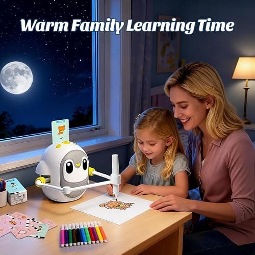 GMYGBY Drawing Robot for Kids, Montessori Learning Drawing Machine with 200 Cards, Smart Educational Painting Toy for 3 4 5 6 7 8 Year Old Boys Girls Birthday Party Gift- (Penguin) thumbnail 6