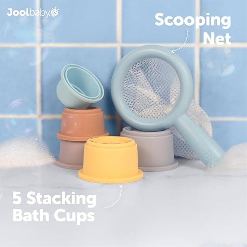 Jool Baby 15-Piece Bathtub Toys Gift Set with Bath Toy Storage Organizer | NAPPA Award Winner – Great Gift in Gift-Ready Packaging – Includes Mesh Storage Bag for Air Drying & Keeping Toys Organized thumbnail 5