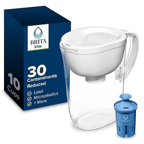 Brita Water Pitcher, Everyday Elite Filter, Removes 99% of Lead, Includes 1 Filter, 10-Cup Capacity, White - Image 1