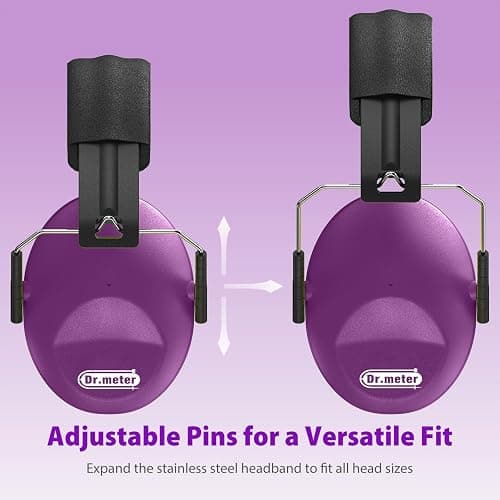 Dr.meter Ear Muffs for Noise Reduction SNR27.4 Kids Ear Protection with Adjustable Headband - Kids Noise Cancelling Headphones for Concerts, Football Game, Fireworks and Air Shows - Dark Purple thumbnail 2
