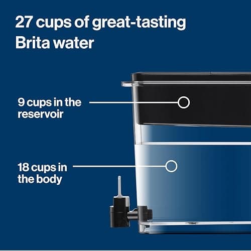 Brita 27 Cup Elite Filter Dispenser, Reduces 30+ Contaminants including Lead and Microplastics, Filter lasts 6 months, UltraMax, Black thumbnail 8