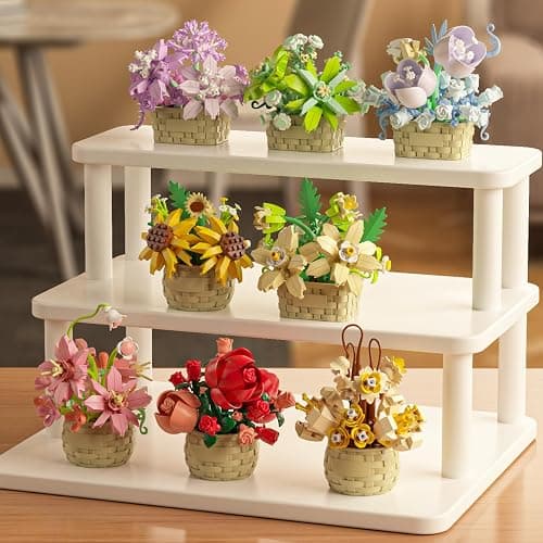 SJIADA 8 Pieces Flower Block Set- 1361 Pieces, Plant and Succulent Toys，Birthday Gift for Women and Girls As a Decoration or Adult Block Toy thumbnail 7