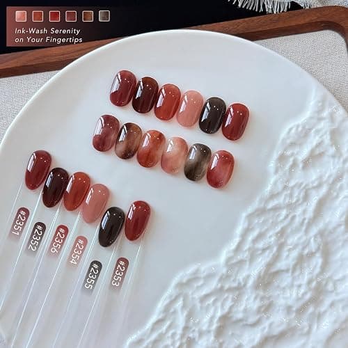 GAOY Tortoise Jelly Gel Nail Polish Set, 6 Colors Red Brown Sheer UV Gel | Blooming Effect, Buildable Color, UV Lamp Required, Long Lasting, Easy to Apply, Salon Manicure at Home thumbnail 5