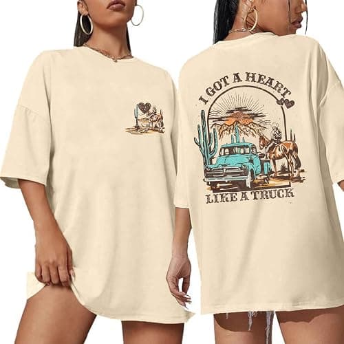 I Got A Heart Like A Truck T Shirt Women Country Music Shirts Nashville Concert Outfit Western Sunset Cowgirl Tops thumbnail 4