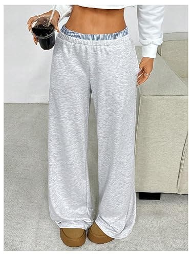 SOLY HUX Girl's Baggy Sweatpants Elastic Low Rise Wide Leg Track Pants with Pockets thumbnail 3
