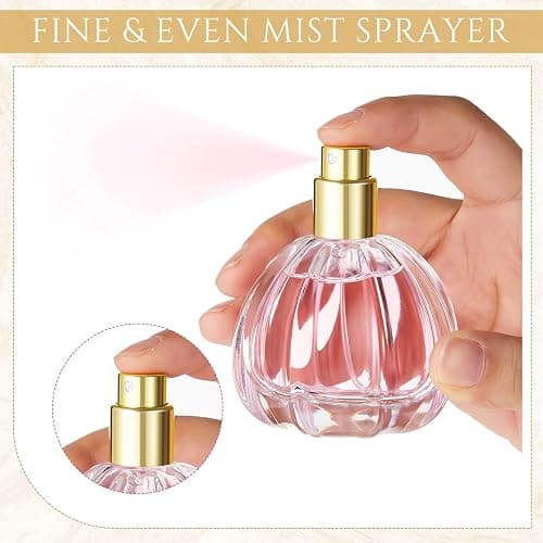 Teenyyou 12 Pack 50ml/1.7oz Pumpkin Shape Portable Retro Perfume Spray Bottle Empty Glass Refillable Perfume Atomizer Pumpkin Shape Antique Bottles with Refill Tool for Travel Home Decor(Gold) thumbnail 5