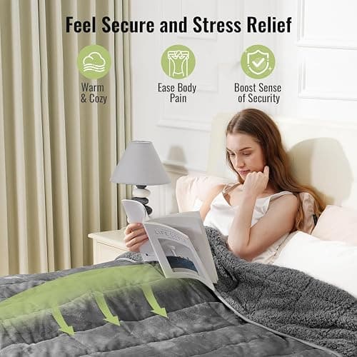 Uttermara Weighted Blanket Queen Size 15lbs 60x80 inches with Soft Plush Fleece, Cozy Warm Sherpa Snuggle Thick Heavy Blanket Great for Sleep and Calming, Grey thumbnail 4