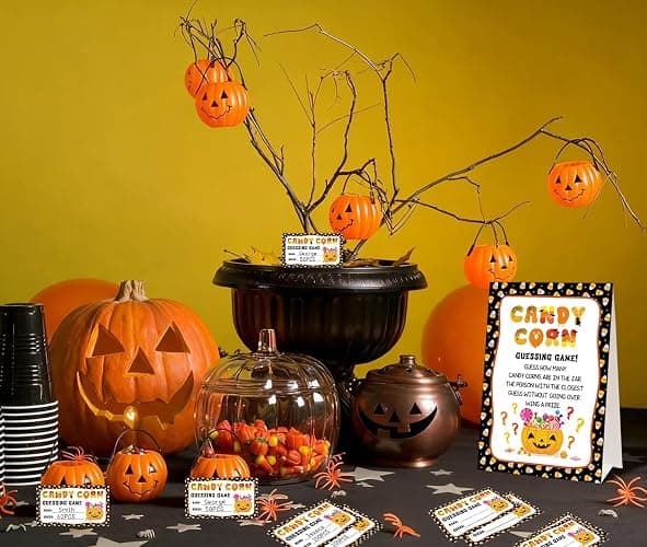 JUESMOS Halloween Party Game for Kids Adults, 50pcs Guessing Games Card | Guessing How Many Candy Game Cards for Halloween Party Decorations Baby Shower Games Favor thumbnail 5
