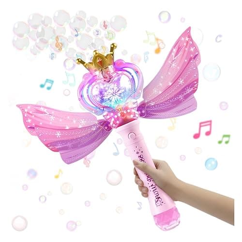 Princess Bubble Wand Machine for Girls, Electric Bubble Mahcine Blower with LED Light & Music, 9000+ Bubbles per Minute, Bubble Maker Gifts for Kids Girls Birthday Party - Image 1