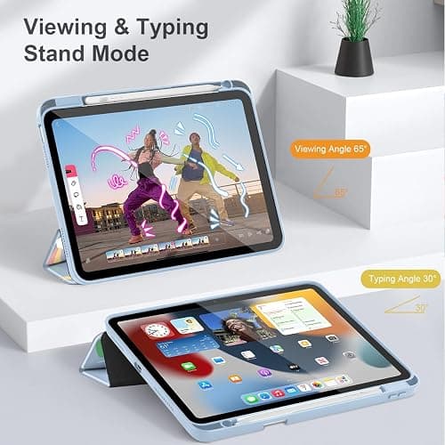 May Chen for iPad (A16) 11th Generation Case 11 Inch 2025, iPad 10th Gen Case 2022 10.9 inch, Built-in Pencil Holder with Shockproof Clear Transparent Back Shell Auto Wake/Sleep, Cartoon Stick Figure thumbnail 5