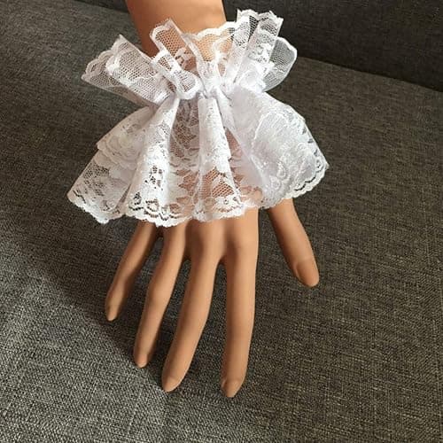 Oilmal Fake Sleeves, Women Fake Hand Sleeves Wrist Cuffs Ruffled Floral Lace Elastic Bracelet Steampunk Wedding Party Prom Clothing thumbnail 2