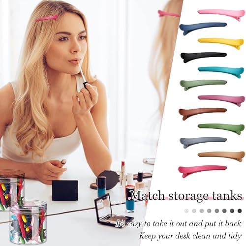 Geosar 24 Pcs Hair Sectioning Clips, Duck Billed Accessories for Styling, Plastic Hair Clips with Container, 2.95 Inch, Colorful, for Women(Colorful) thumbnail 3