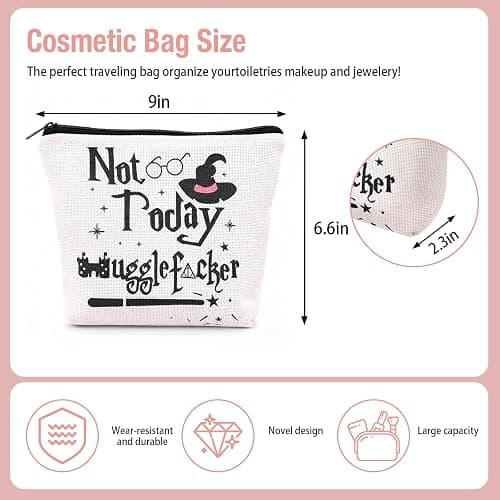 niudewo Funny Magic Wizard Cosmetic Bag Not Today Makeup Bag Pouch Birthday Christmas Gifts for Women Girl Sister Friends thumbnail 3