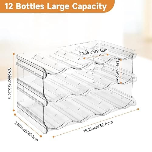 spospo Stackable Water Bottle Organizer, Large Compartment Water Bottle Holder, 3 Tier Water Bottle Organizer for Cabinet, Water Bottle Rack for Kitchen Organization and Storage - Hold 12 Bottles thumbnail 2