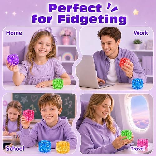 6PCS Stress Cube Squishy Stress Balls,Squishy Cube Filled with Glitter,(2.17in) Ice Cube Stress Balls for Adults Kids,Sensory Fidget Toys for Anxiety Stress Relief,Party Favors thumbnail 6