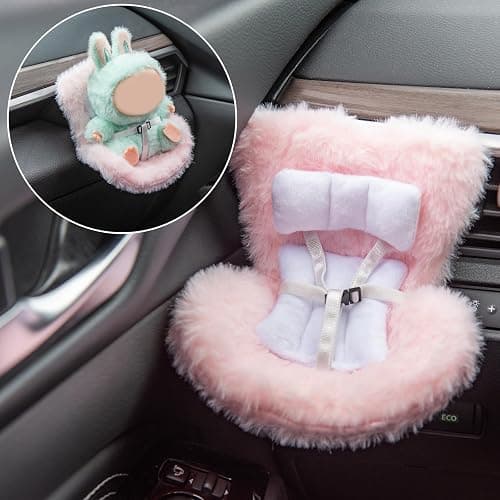 Doll Car Seat Compatible with Bubudoll, Small Seat for 10-17cm Blind Box Toys, Including Air Vent Clip, Desktop Stand, Adjustable Safety Strap, Airflow-Friendly Design, Ideal Car Decor Gifts(Pink) thumbnail 2