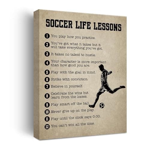 Soccer Gifts Inspirational Wall Decor Canvas Wall Art Artwork Sports Framed Art Paintings Soccer Posters for Soccer Player Athletes Living Room Sports Club Playroom Bedroom Boys Room Gym Decor - Image 1