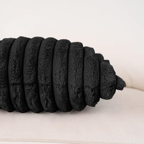 NiNi ALL Faux Fur Plush Throw Pillow Covers Black 18x18 Inch Set of 2 Decorative Soft Plush Striped Couch Pillow Cover for Sofa Cushion Cases for Couch Bed Home Decor thumbnail 5