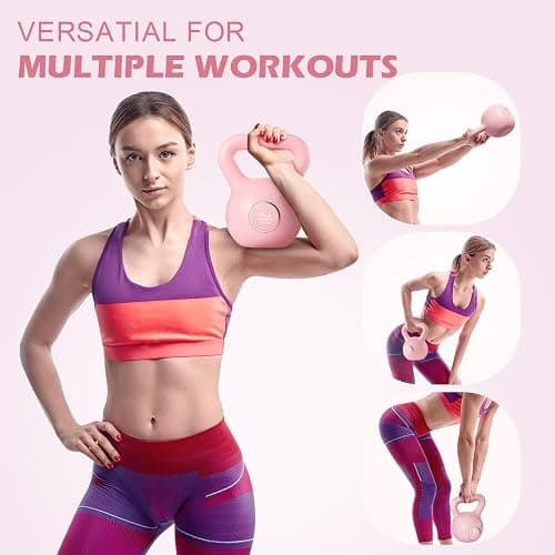 KHTO Kettlebells Fitness Exercise-Pink Strength Training Kettlebell Sets,Dumbbell Weights for Home Gym Equipment thumbnail 6