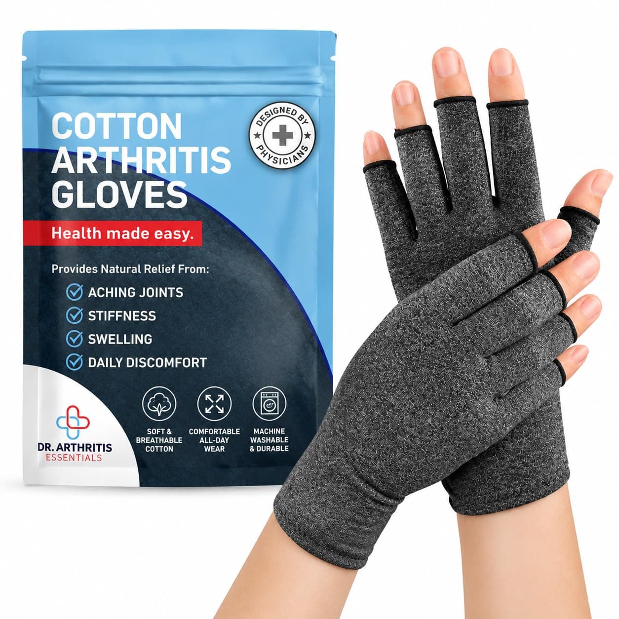 Open-Fingertip Arthritis Gloves, Compression Gloves Raynauds Gloves, Fingerless Gloves Men & Women - Image 1