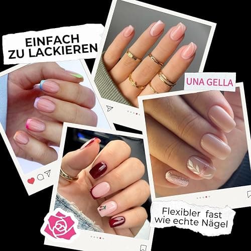 UNA GELLA Kurze Quadrat Tips für Gelnägel, 216 Stück 12 Größen Press On Nail Tips Soft Gel Nagel Vorgeformte Klare Square Nagelspitzen für Acrylic Nägel thumbnail 3