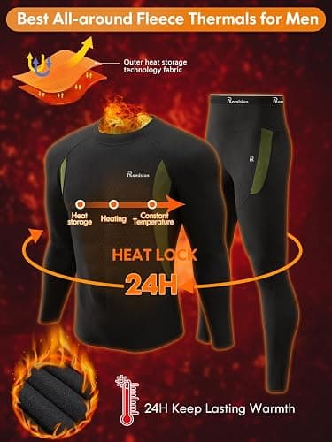 romision Thermal Underwear for Men Long Johns Fleece Lined Hunting Gear Bottom Top Set Base Layer for Cold Weather Gift thumbnail 4
