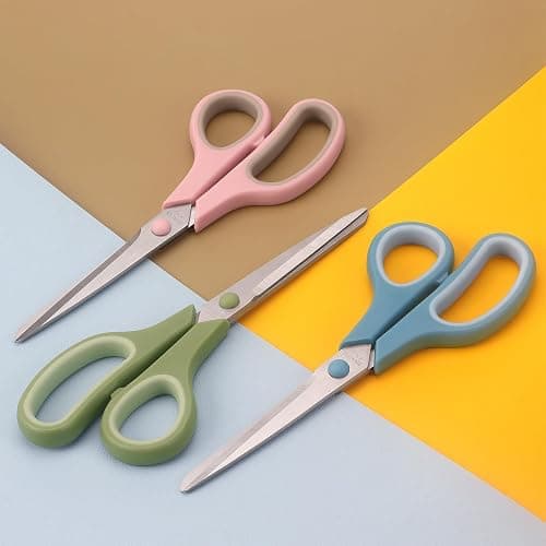 LONGKEY Scissors 8.5 Inch scissors all purpose Bulk Set of 3, Scissors for Office Home School Craft Supplies, Soft Comfort-Grip Right/Left Hand thumbnail 5