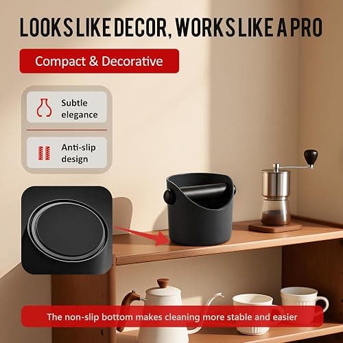 Li&Zhao Espresso Knock Box - Premium Knock Box for Espresso Machines with Non-Slip Base, Includes Brush and Dust Blower, Knock Box Espresso Accessory for Home, Suitable for 51-53mm Knock Box(Black) thumbnail 3
